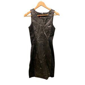 Cynthia Rowley Leather Knit Tank Dress Womens 2 Black Silk Lined Sleeveless NWT